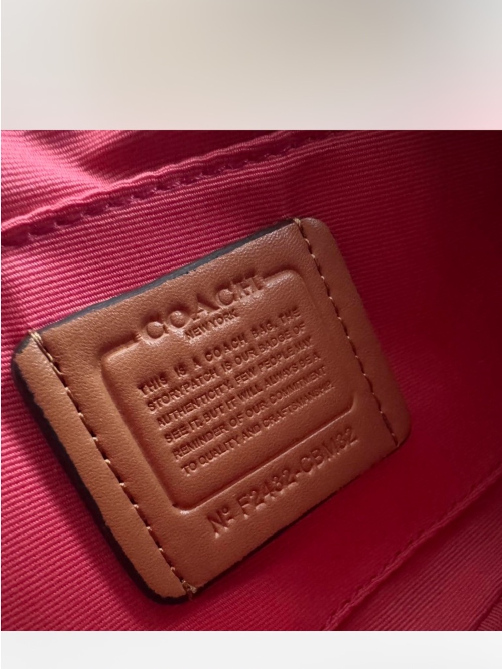 Coach Red Interior Pebbled Leather Patch Wristlet - Picture 3 of 3